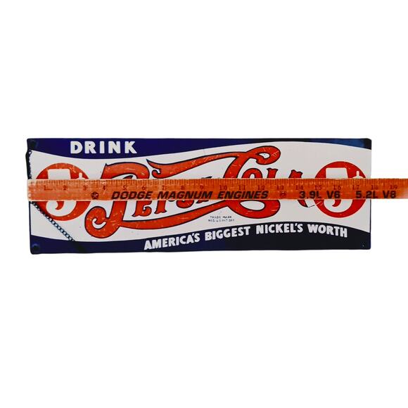 🧃 Pepsi-Cola Metal Sign 🧨 5¢ Slogan | 1991 Repro by Ande Rooney - Picture 8 of 11
